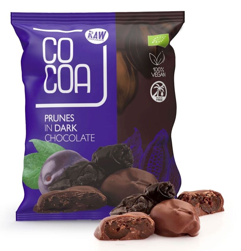 ŚLIWKI KALIFORNIJSKIE W CZEKOLADZIE CIEMNEJ BIO 70 g - COCOA