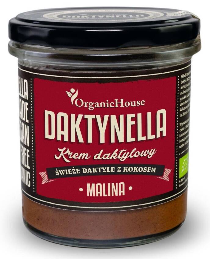 KREM KOKOSOWO - DAKTYLOWY MALINA BEZGLUTENOWY BIO 280 g - ORGANIC HOUSE (DAKTYNELLA)