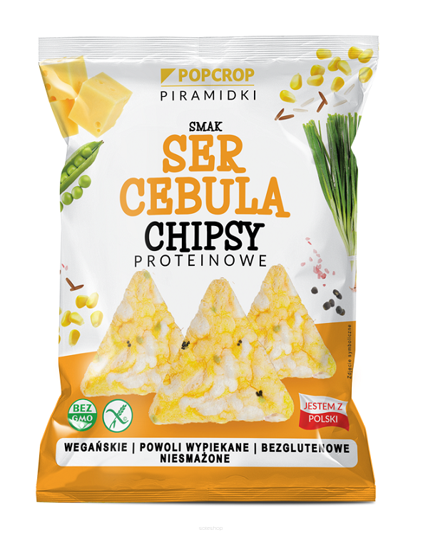 CHRUPKI PIRAMIDKI PROTEINOWE O SMAKU SERA I CEBULI 60 g - POPCROP