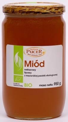 MIÓD NEKTAROWY LIPOWY BIO 950 g - PASIEKA PUCER