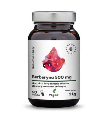 Berberyna 500 mg (Berberies aristata) - 60 kapsułek wegańskich Aura Herbals