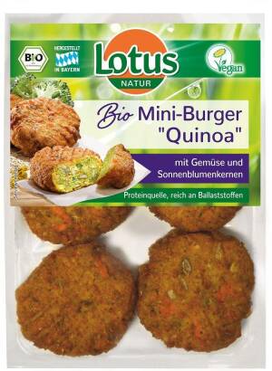 MINI BURGERY WARZYWNE Z QUINOA I ZE SŁONECZNIKIEM BIO 195 g - LOTUS
