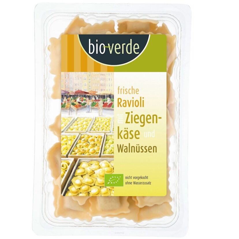 RAVIOLI ŚWIEŻE Z KOZIM SEREM I ORZECHAMI WŁOSKIMI BIO 250 g - BIO-VERDE