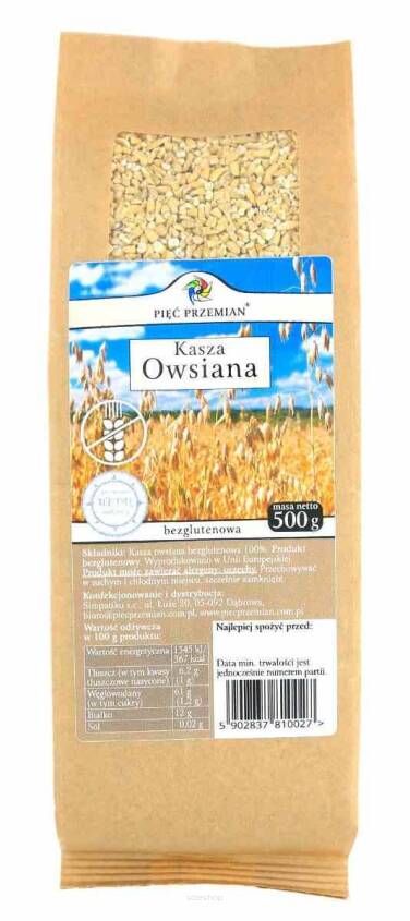 Kasza owsiana bezglutenowa 500 g - Pięć Przemian