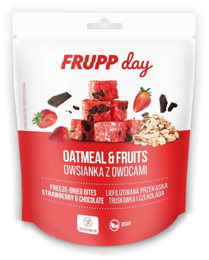 FRUPP DAY KOSTKI OWSIANE TRUSKAWKA - CZEKOLADA BEZGLUTENOWE 25 g - CELIKO