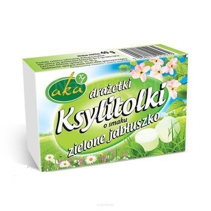 Ksylitolki drażetki pudrowe zielone jabłko 40g
