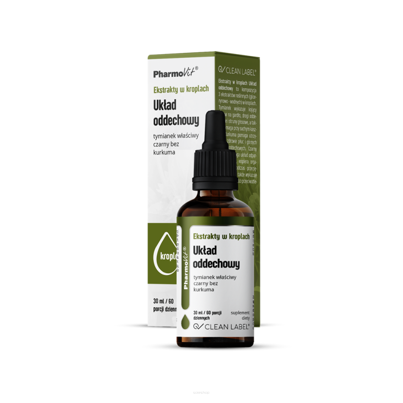 Ekstrakty w kroplach Układ oddechowy 30 ml | Clean label Pharmovit