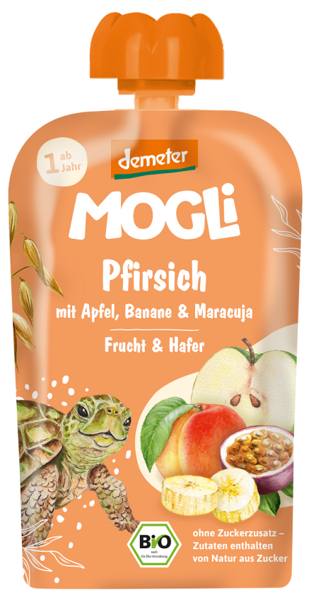 MUS JABŁKO - BRZOSKWINIA - BANAN - MARAKUJA - OWIES BEZ DODATKU CUKRÓW OD 1 ROKU DEMETER BIO 100 g - MOGLI