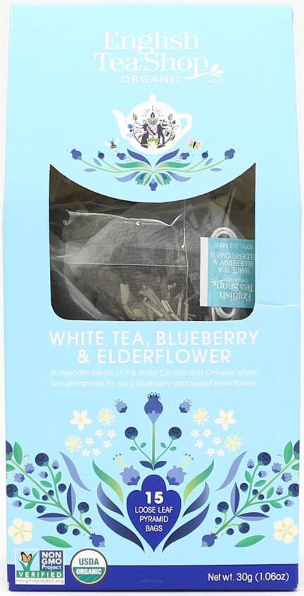 HERBATA BIAŁA Z DZIKIM BZEM I BORÓWKĄ BIO PIRAMIDKI (15 x 2 g) 30 g - ENGLISH TEA SHOP