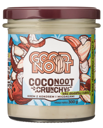 KREM MIGDAŁOWO - KOKOSOWY CRUNCHY BEZ DODATKU CUKRÓW BEZGLUTENOWY 300 g - GOOD NOOT