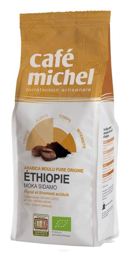 KAWA MIELONA ARABICA 100 % MOKA GUJI ETIOPIA FAIR TRADE BIO 250 g - CAFE MICHEL