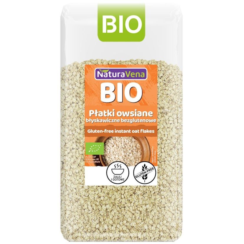 PŁATKI OWSIANE BŁYSKAWICZNE BEZGLUTENOWE BIO 300 g - NATURAVENA