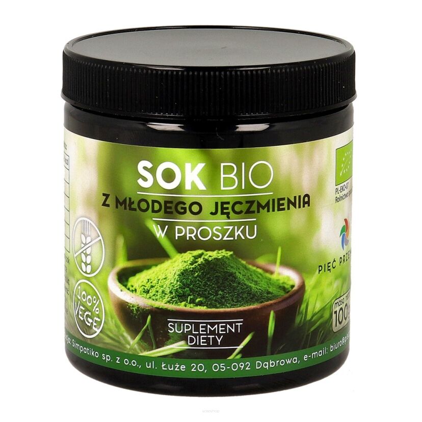 Sok z młodego jęczmienia w proszku BIO 100 g - Pięć Przemian