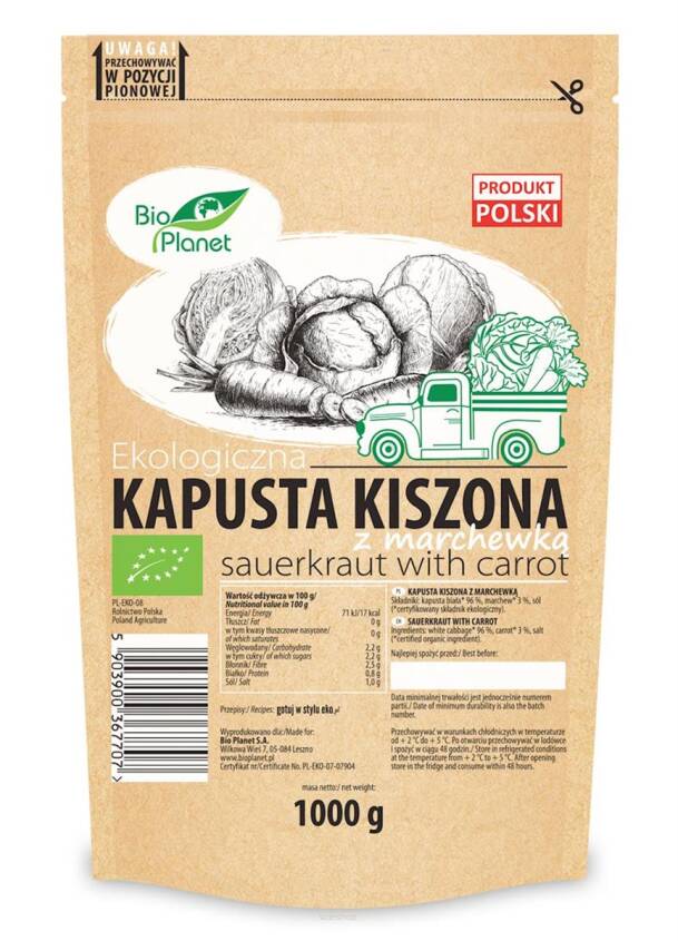 KAPUSTA KISZONA Z MARCHEWKĄ BIO 1 kg (DOYPACK) - BIO PLANET