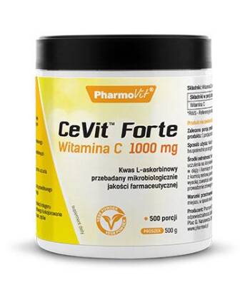 CeVit™ Forte 1000 mg VEGE witamina C, vege powder 500 g proszek 500 porcji - PharmoVit