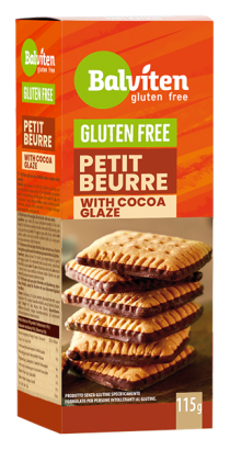 HERBATNIKI PETIT BEURRE Z DODATKIEM POLEWY KAKAOWEJ BEZGLUTENOWE 115 g - BALVITEN