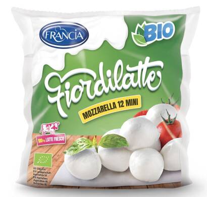 MOZZARELLA (12 małych kulek w folii) BIO 450 g - FRANCIA