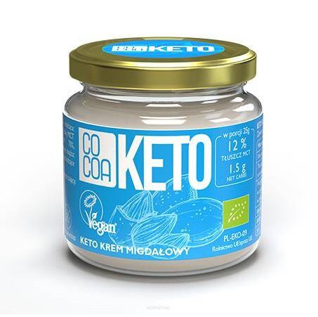 KREM MIGDAŁOWY KETO Z OLEJEM MCT BEZ DODATKU CUKRU BIO 200 g - COCOA