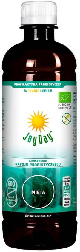 KONCENTRAT NAPOJU PROBIOTYCZNEGO MIĘTA BEZGLUTENOWY BIO 500 ml - JOY DAY