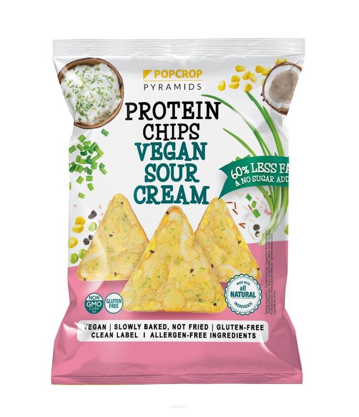 CHRUPKI PIRAMIDKI PROTEINOWE O SMAKU KWAŚNEJ ŚMIETANY ZE SZCZYPIORKIEM BEZGLUTENOWE 60 g - POPCROP