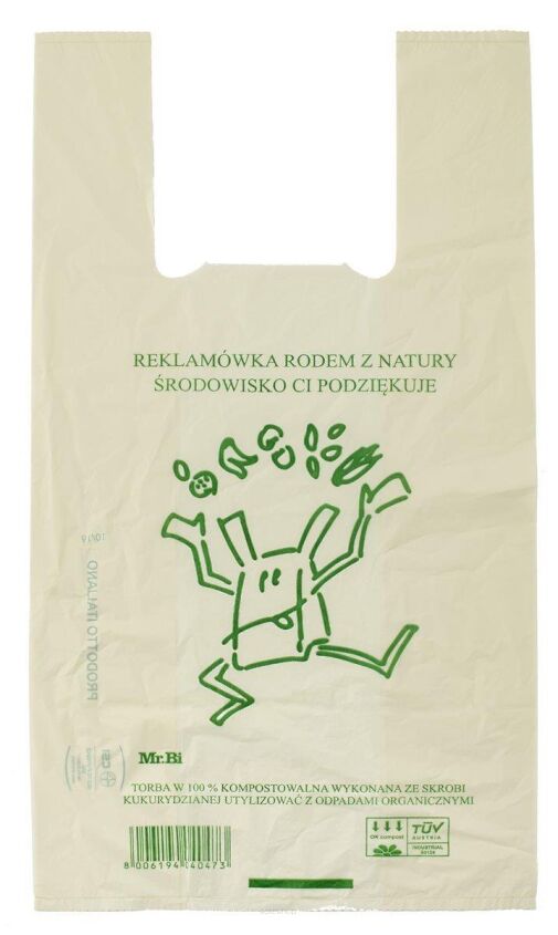 REKLAMÓWKA KOMPOSTOWALNA I BIODEGRADOWALNA ZE SKROBI KUKURYDZIANEJ 1 szt (50 cm x 27 cm) - BIODEGRADOWALNI