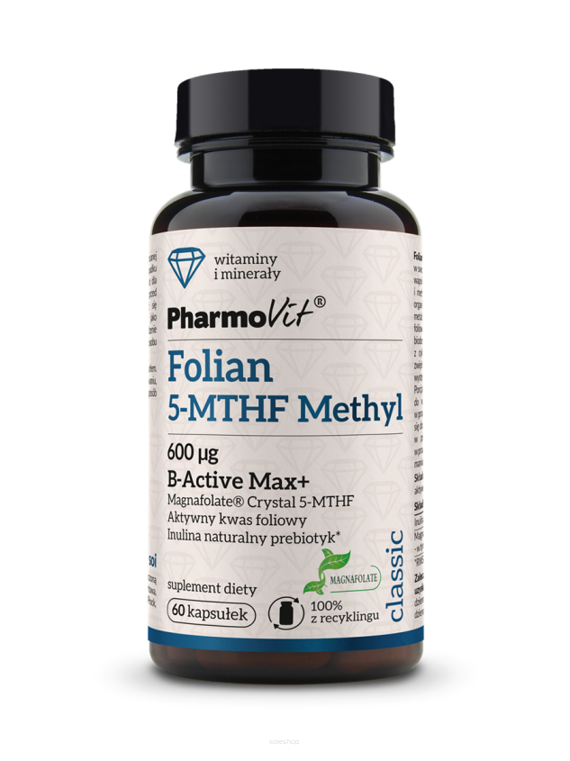 Folian 5-MTHF Methyl 600 ug B-Active Max+ 60 kaps | Classic Pharmovit
