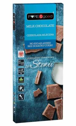 Czekolada mleczna z erytrytolem i glikozydami stewiolowymi bez dodatku cukru 100 g- Pure&Good