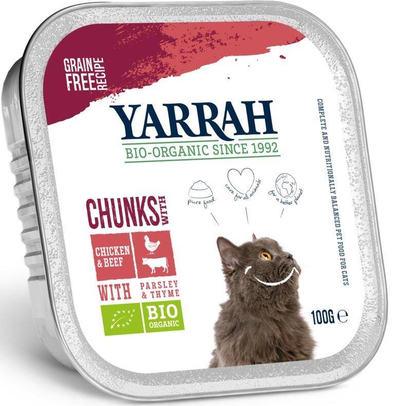 (DLA KOTA) KAWAŁKI KURCZAKA I WOŁOWINY BIO 100 g - YARRAH