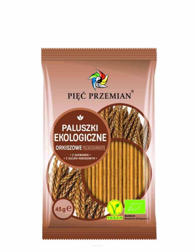 Paluszki orkiszowe pełnoziarniste BIO 45 g - Pięć Przemian