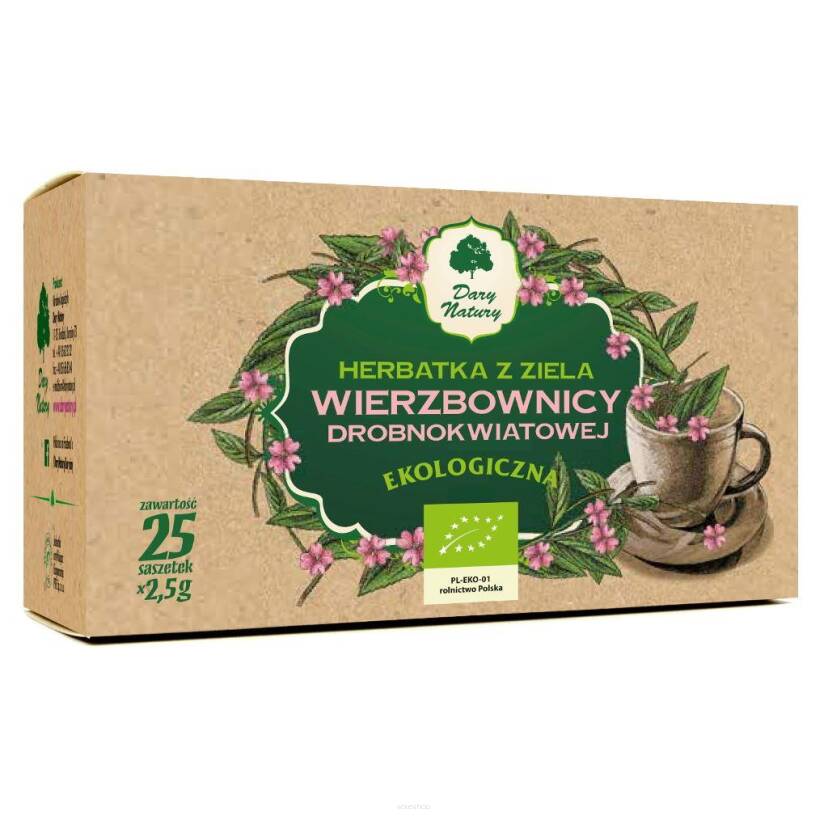 HERBATKA ZIELE WIERZBOWNICY DROBNOKWIATOWEJ BIO (25 x 2,5 g) 62,5 g - DARY NATURY