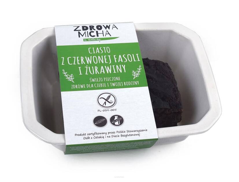 CIASTO Z CZERWONEJ FASOLI Z ŻURAWINĄ BEZGLUTENOWE 140 g - ZDROWA MICHA (NA ZAMÓWIENIE)