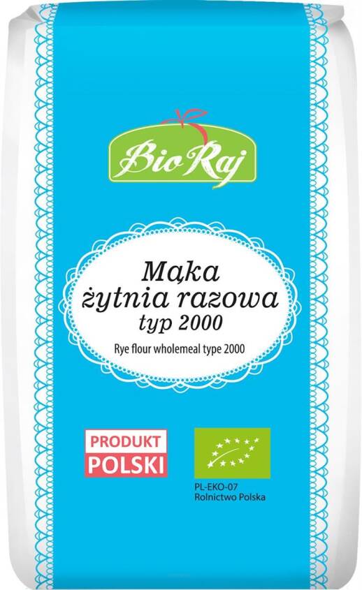 MĄKA ŻYTNIA RAZOWA TYP 2000 BIO 1 kg - BIO RAJ