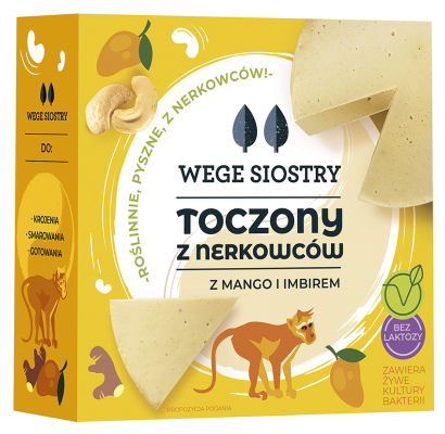 WEGAŃSKA ALTERNATYWA SERA Z ORZECHÓW NERKOWCA Z MANGO I IMBIREM BEZGLUTENOWA 140 g - WEGE SIOSTRY