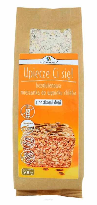 Mieszanka chleba bezglutenowego z pestkami dyni 500 g - Pięć Przemian