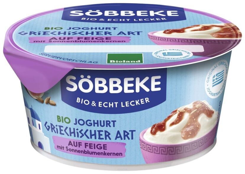 JOGURT TYPU GRECKIEGO Z FIGAMI I SŁONECZNIKIEM BIO 150 g - SOBBEKE