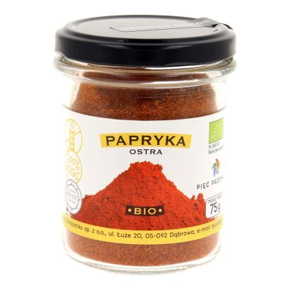 Papryka ostra mielona bezglutenowa BIO 75 g - Pięć Przemian